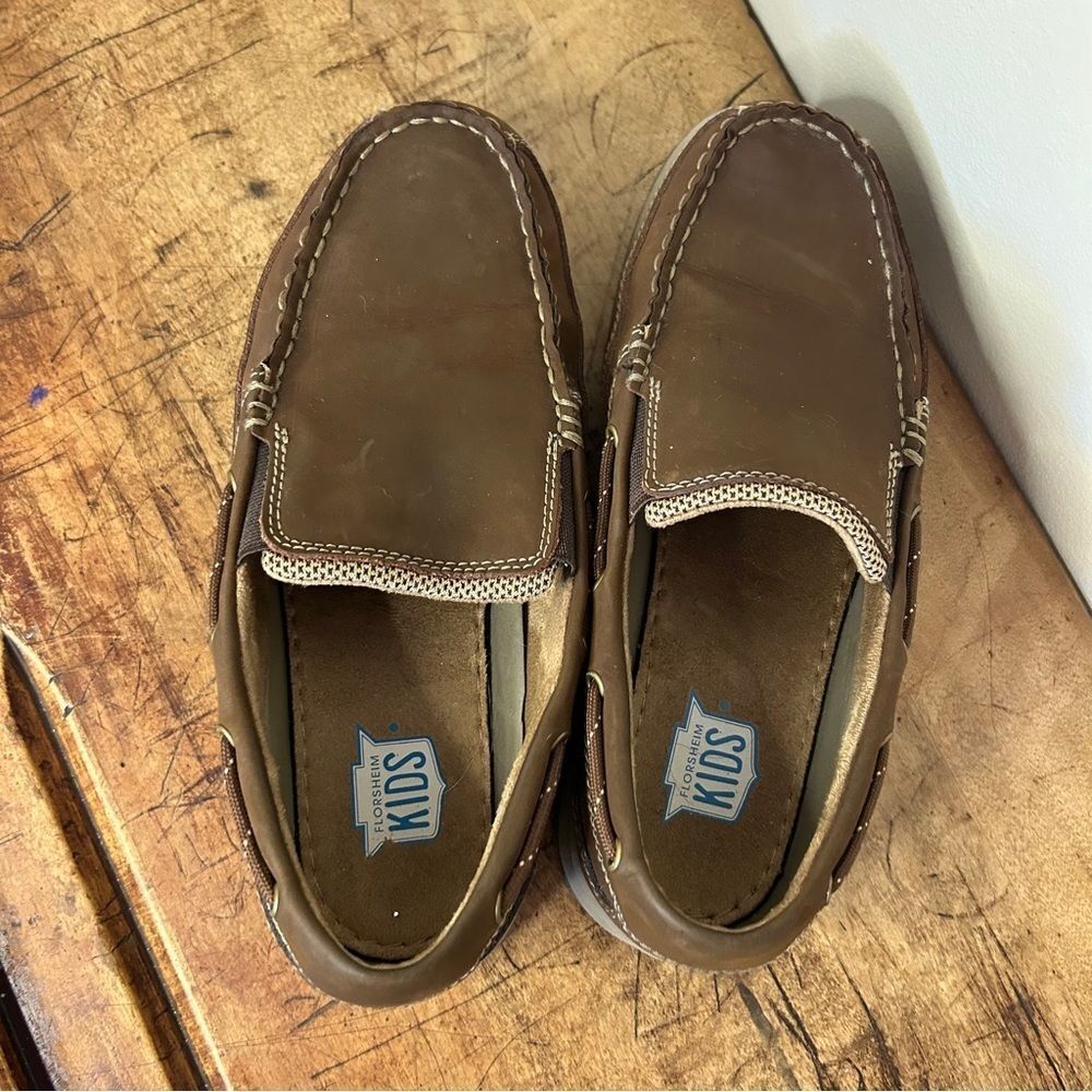 Florsheim kids brown leather loafers shoes boys sz 5 - Picture 13 of 14